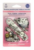 BOUTONS PRESSION + OUTILLAGE 15MM ARGENT H407.N