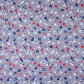 tissu coton poplin sea shells blue k29031-003