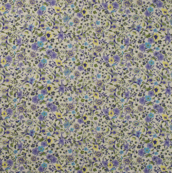 tissu coton digital flowers lilac k61006-043
