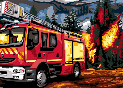 canevas 32x50 pompiers