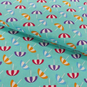 Tissu Coton Imprimé Creanous 108 cm de Largeur 100% Coton vendu par 50 cm - umbrellas on aqua