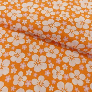 Tissu Coton Imprimé Creanous 108 cm de Largeur 100% Coton vendu par 50 cm - white orange