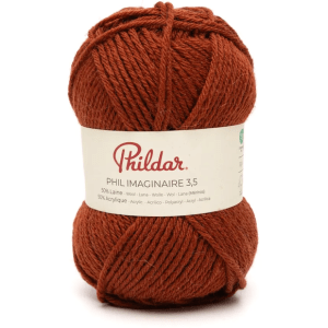 Pelote Phildar Phil Imaginaire 3.5 - 50g, 125m, 50% Laine, Aiguille 3.5 - acajou