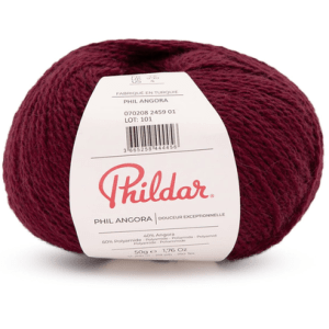 phil angora  60% polyamide - 40% angora  50 g 200m - angora burgundy