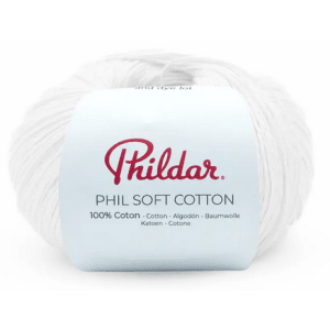 Fil Phildar Soft Cotton 50g 100% Coton Aiguille 3 - blanc