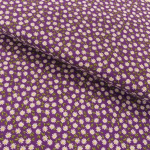 Tissu Coton Imprimé Creanous 108 cm de Largeur 100% Coton vendu par 50 cm - ditsy daisies purple