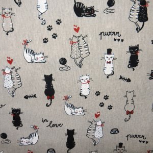 Tissu Aspect Lin Creanous 80 % Coton 20 % Polyester 140 cm 200 g/m² - tissu aspect lin chats