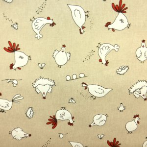 Tissu Aspect Lin Creanous 80 % Coton 20 % Polyester 140 cm 200 g/m² - tissu aspect lin poules
