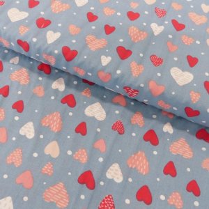 Tissu Coton Imprimé Creanous 108 cm de Largeur 100% Coton vendu par 50 cm - hearts