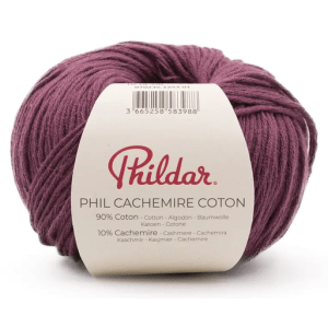 Fil Phildar Cachemire Coton 50g 90% Coton 10% Cachemire 155m - lie de vin