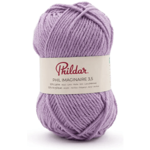 Pelote Phildar Phil Imaginaire 3.5 - 50g, 125m, 50% Laine, Aiguille 3.5 - mauve