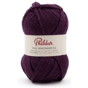 Pelote Phildar Phil Imaginaire 3.5 - 50g, 125m, 50% Laine, Aiguille 3.5 - myrtille