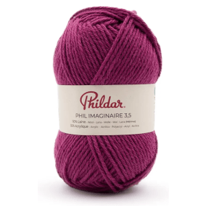 Pelote Phildar Phil Imaginaire 3.5 - 50g, 125m, 50% Laine, Aiguille 3.5 - orchidée