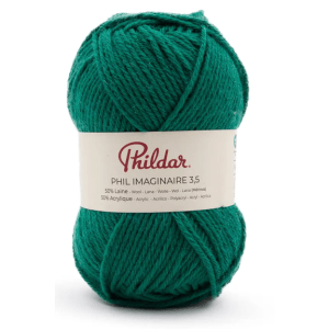 Pelote Phildar Phil Imaginaire 3.5 - 50g, 125m, 50% Laine, Aiguille 3.5 - vert
