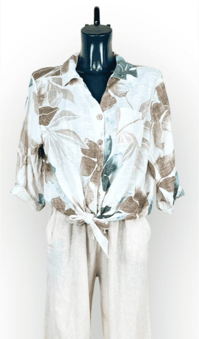 Top en coton imprimé feuilles