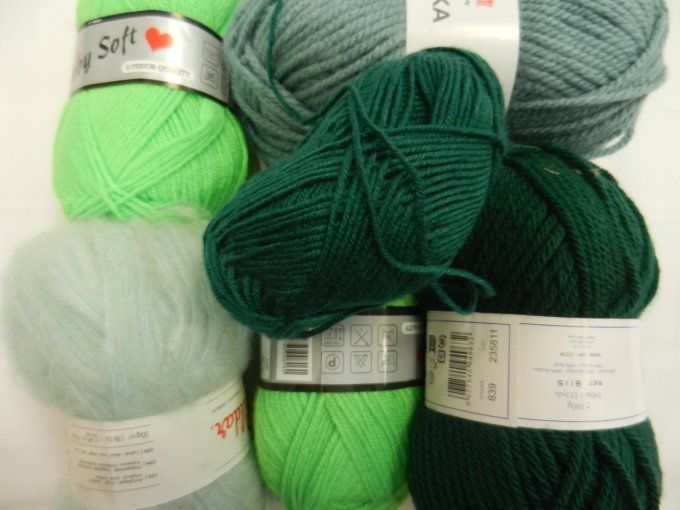 lot 69 : 6 pelotes mixte vert