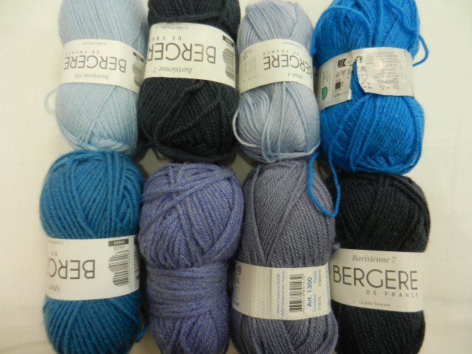 lot 76 : 8 pelotes mixte bleu