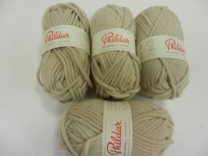 n°65 lot 4 pelotes rapido sable phildar