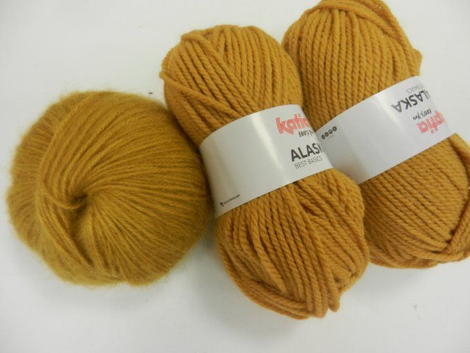 n°78 lot 3 pelotes mixte moutarde 
