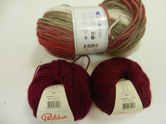 n°87 lot 3 pelotes mixte bordeaux