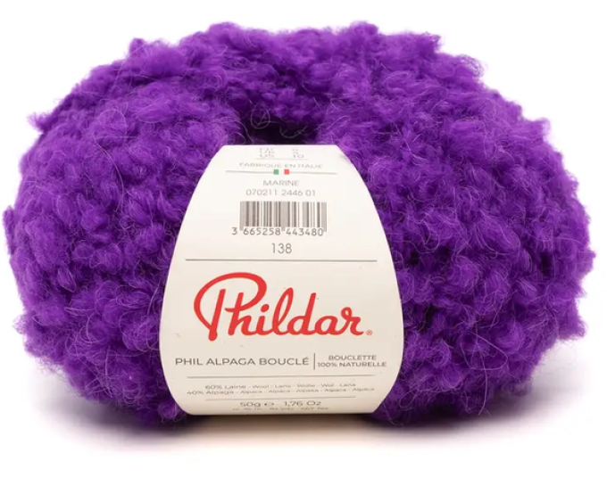 Fil à tricoter Phildar Phil Alpaga Bouclé 60 % laine 40 % alpaga